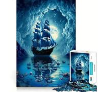 Puzzle da 1000 pezzi con paesaggio di barche a vela per ragazzi, gioco di puzzle stimolante per il relax, ritaglio chiaro, regalo per le festività (38x52cm)