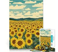 Puzzle da 1000 pezzi con paesaggio di campo di girasoli per adulti, gioco di puzzle, calma e relax, decorazione murale 38x26cm