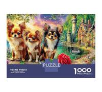 Puzzle da 1000 pezzi con paesaggio di Chihuahua, due cani nella foresta per adulti, gioco educativo, bella decorazione, sfida, alta difficoltà, regali di compleanno, 52x38 cm/1000 pezzi