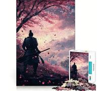 Puzzle da 1000 pezzi con paesaggio di ciliegi in fiore samurai, ideale per adolescenti, gioco di logica e svago, bordi lisci, regalo di alta qualità (50x75cm)