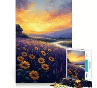 Puzzle da 1000 pezzi con paesaggio di cottage al tramonto per ragazzi, giocattolo intelligente per il tempo libero, taglio preciso, regalo stagionale 50x75cm