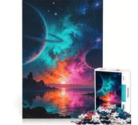 Puzzle da 1000 pezzi con paesaggio di esopianeti e pianeti con anelli, gioco interattivo, allena la mente e la mano, con pezzi a incastro di forma casuale 50x75cm