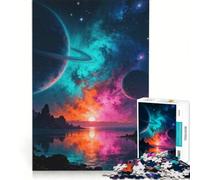 Puzzle da 1000 pezzi con paesaggio di esopianeti e pianeti con anelli, gioco interattivo, allena la mente e la manualità, con pezzi a incastro di forma casuale 38x26cm