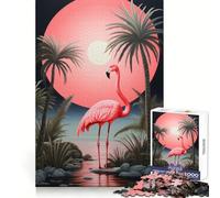 Puzzle da 1000 pezzi con paesaggio di fenicotteri rosa per ragazzi, gioco di logica, gioco di gruppo, taglio di precisione, regalo pensato (38x52cm)
