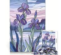 Puzzle da 1000 pezzi con paesaggio di iris viola per adolescenti,stimolante per la mente,ideale per i momenti di relax,con chiusura a scatto,regalo creativo (50x75cm)