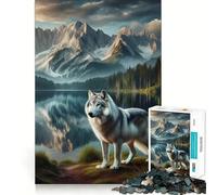 Puzzle da 1000 pezzi con paesaggio di lupo di montagna per adulti, gioco di logica e relax, bordi affilati, regalo di alta qualità (50x75cm)