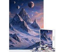 Puzzle da 1000 pezzi con paesaggio di montagne innevate in un universo parallelo decorazione per la casa giocattoli ottimo regalo giochi educativi con poster abbinato e foglio di quiz 50x75cm