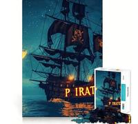 Puzzle da 1000 pezzi con paesaggio di nave pirata per adolescenti, gioco di logica mentale, evasione rilassante, opera d'arte dai bordi sottili da collezione (50x75cm)