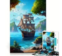 Puzzle da 1000 pezzi con paesaggio di nave pirata per adulti, gioco intelligente e divertente con bordi lisci, ideale come regalo per le festività (38x52cm)