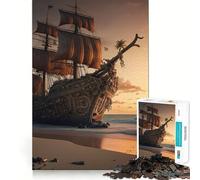 Puzzle da 1000 pezzi con paesaggio di nave pirata per ragazzi, ideale per stimolare la memoria, per il tempo libero a casa e per assemblare immagini (50x75cm) Un regalo perfetto