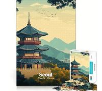 Puzzle da 1000 pezzi con paesaggio di pagode di Seoul per ragazzi, gioco di logica e abilità, rilassante, taglio preciso, regalo di Natale (50x75cm)