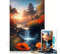 Puzzle da 1000 pezzi con paesaggio di papaveri e acqua, ideale per ragazzi, gioco di logica e abilità, rilassante e con tagli precisi, regalo di Natale (50x75cm)