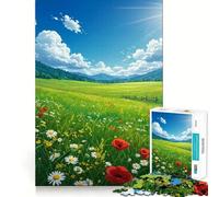 Puzzle da 1000 pezzi con paesaggio di prato fiorito e colori vivaci,un gioco stimolante per la mente,con taglio di alta precisione e un divertente passatempo (50x75cm)