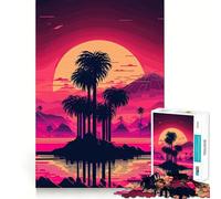 Puzzle da 1000 pezzi con paesaggio di spiaggia al tramonto per adulti, gioco di logica e concentrazione, antistress, taglio preciso, 38x26cm