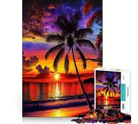 Puzzle da 1000 pezzi con paesaggio di spiaggia e tramonto,gioco di logica e incastri precisi,ideale per momenti di relax e divertimento,regalo di Natale (38x52cm)