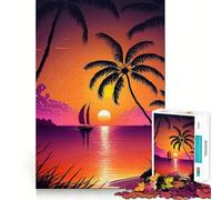 Puzzle da 1000 pezzi con paesaggio di spiaggia e tramonto,incastri lisci,divertente,logico,stimolante,ideale per il gioco di logica e il tempo libero,perfetto come regalo di Natale (50x75cm)