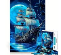 Puzzle da 1000 pezzi con paesaggio di una nave pirata per adolescenti, gioco di logica e svago, taglio preciso, lista dei desideri di Babbo Natale (38x26cm)