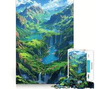 Puzzle da 1000 pezzi con paesaggio di una valle con cascata,gioco cognitivo divertente,taglio di alta precisione, alleviare lo stress (38x26cm)