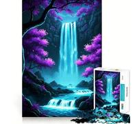 Puzzle da 1000 pezzi con paesaggio fantastico a cascata al neon per adolescenti, gioco di logica, divertimento casual, taglio di precisione, regalo speciale (38x26cm)
