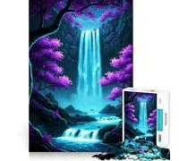 Puzzle da 1000 pezzi con paesaggio fantastico a cascata al neon per adulti, ideale per migliorare la memoria, per momenti di relax e come regalo di Babbo Natale (38x52cm)