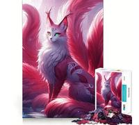 Puzzle da 1000 pezzi con paesaggio fantastico della volpe a nove code per adolescenti gioco che stimola la logica e allevia la tensione con bordi di qualità ideale come regalo di Babbo Natale 38x26cm