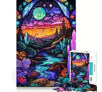 Puzzle da 1000 pezzi con paesaggio fantastico in vetro colorato, ideale per adolescenti, per stimolare la mente e giocare in gruppo Taglio di precisione Regalo perfetto per le festività 50x75cm