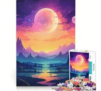 Puzzle da 1000 pezzi con paesaggio fantasy, castelli e lune, gioco interattivo, attività divertenti da fare in casa, ideale come decorazione da scrivania 38x52cm