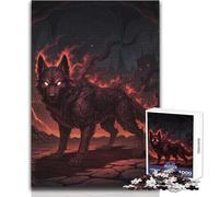 Puzzle da 1000 pezzi con paesaggio fantasy oscuro di Fiery Wolf per adolescenti, gioco educativo per lo sviluppo delle competenze, regalo perfetto per momenti speciali, dimensioni 38x52cm