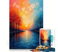 Puzzle da 1000 pezzi con paesaggio fluviale al tramonto, ideale per ragazzi Gioco di logica, momento di relax, design di qualità, regalo perfetto 38x52cm