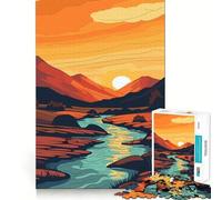 Puzzle da 1000 pezzi con paesaggio fluviale al tramonto per adolescenti, gioco di puzzle che stimola la mente, passatempo rilassante, taglio preciso, regalo delizioso 38x26cm