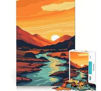 Puzzle da 1000 pezzi con paesaggio fluviale al tramonto per adulti, gioco di logica e relax, taglio preciso, regalo prezioso 38x52cm