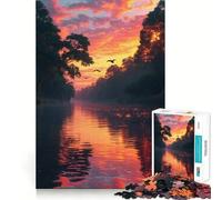 Puzzle da 1000 pezzi con paesaggio fluviale al tramonto per adulti, gioco rilassante e divertente, taglio di alta qualità, regalo di compleanno 38x52cm
