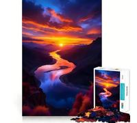 Puzzle da 1000 pezzi con paesaggio fluviale al tramonto per ragazzi, gioco di logica e divertimento rilassante con bordi lisci, idea regalo creativa 38x26cm
