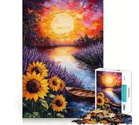 Puzzle da 1000 pezzi con paesaggio fluviale al tramonto per ragazzi, gioco di logica, passatempo per la casa, taglio preciso, regalo per le festività 38x52cm