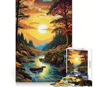 Puzzle da 1000 pezzi con paesaggio fluviale al tramonto pixelato per ragazzi, gioco intelligente per gruppi, immagine da assemblare, decorazione murale (50x75cm)