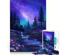 Puzzle da 1000 pezzi con paesaggio fluviale e cielo notturno, ideale per adulti, per stimolare la concentrazione e il tempo libero, perfetto come regalo di Babbo Natale (38x26cm)