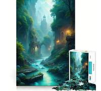 Puzzle da 1000 pezzi con paesaggio fluviale mistico e architettura antica per ragazzi, ideale per rafforzare la memoria, alleviare la tensione e creare un'atmosfera magica Sorpresa natalizia (38x52cm)