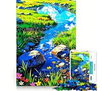 Puzzle da 1000 pezzi con paesaggio fluviale vibrante e fiori,gioco creativo di abilità,componenti robusti e ben definiti,ideale da portare in viaggio,gioco per allenare la mente (50x75cm)