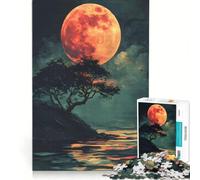 Puzzle da 1000 pezzi con paesaggio giapponese e luna rossa, gioco educativo, attività divertenti da fare a casa, regalo di compleanno 38x52cm