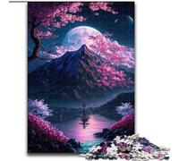 Puzzle da 1000 pezzi con paesaggio giapponese e neon, in legno, attività educativa per lo sviluppo delle abilità cognitive, 1000 pezzi(50x75cm)