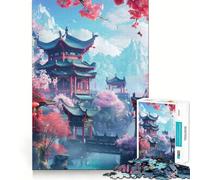 Puzzle da 1000 pezzi con paesaggio giapponese e pagoda per adulti, ideale per allenare la mente, rilassare e divertirsi con l'arte dell'assemblaggio, perfetto come regalo per le vacanze (38x26cm)