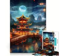 Puzzle da 1000 pezzi con paesaggio giapponese e pagoda per ragazzi, gioco di logica, antistress, bordo di qualità, articolo regalo di Babbo Natale (50x75cm)