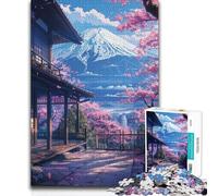 Puzzle da 1000 pezzi con paesaggio giapponese in fiore, opera d'arte da parete, regalo, adatto a persone dai 14 anni in su, 38x26cm