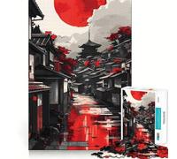 Puzzle da 1000 pezzi con paesaggio giapponese rosso per ragazzi, gioco di puzzle per allenare la mente, gioco di gruppo, arte da assemblare, regalo classico (38x52cm)
