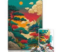 Puzzle da 1000 pezzi con paesaggio in stile giapponese per adulti e adolescenti, sfida difficile antistress, migliora l'amore tra coppie, 38x26cm