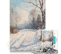 Puzzle da 1000 pezzi con paesaggio innevato sereno per ragazzi, gioco di logica solido, divertimento rilassante, taglio di precisione, (38x26cm)
