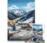 Puzzle da 1000 pezzi con paesaggio invernale delle montagne di Vail, ideale per adolescenti, per il benessere mentale, il relax e la perfetta combinazione di colori Regalo perfetto (38x52cm)