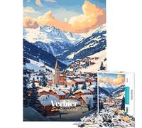 Puzzle da 1000 pezzi con paesaggio invernale di Verbier Svizzera per adulti gioco rompicapo per tutta la famiglia regalo per amici e parenti (dimensioni 38x52cm)