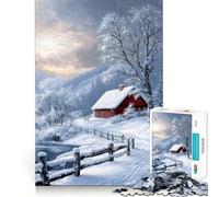 Puzzle da 1000 pezzi con paesaggio invernale e baita di montagna Gioco di logica,abilità di taglio,precisione e relax a casa (38x52cm)