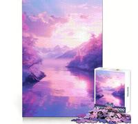 Puzzle da 1000 pezzi con paesaggio lacustre dai colori pastello per adolescenti, gioco di intelletto, evasione rilassante, taglio di qualità, regalo stagionale (38x26cm)